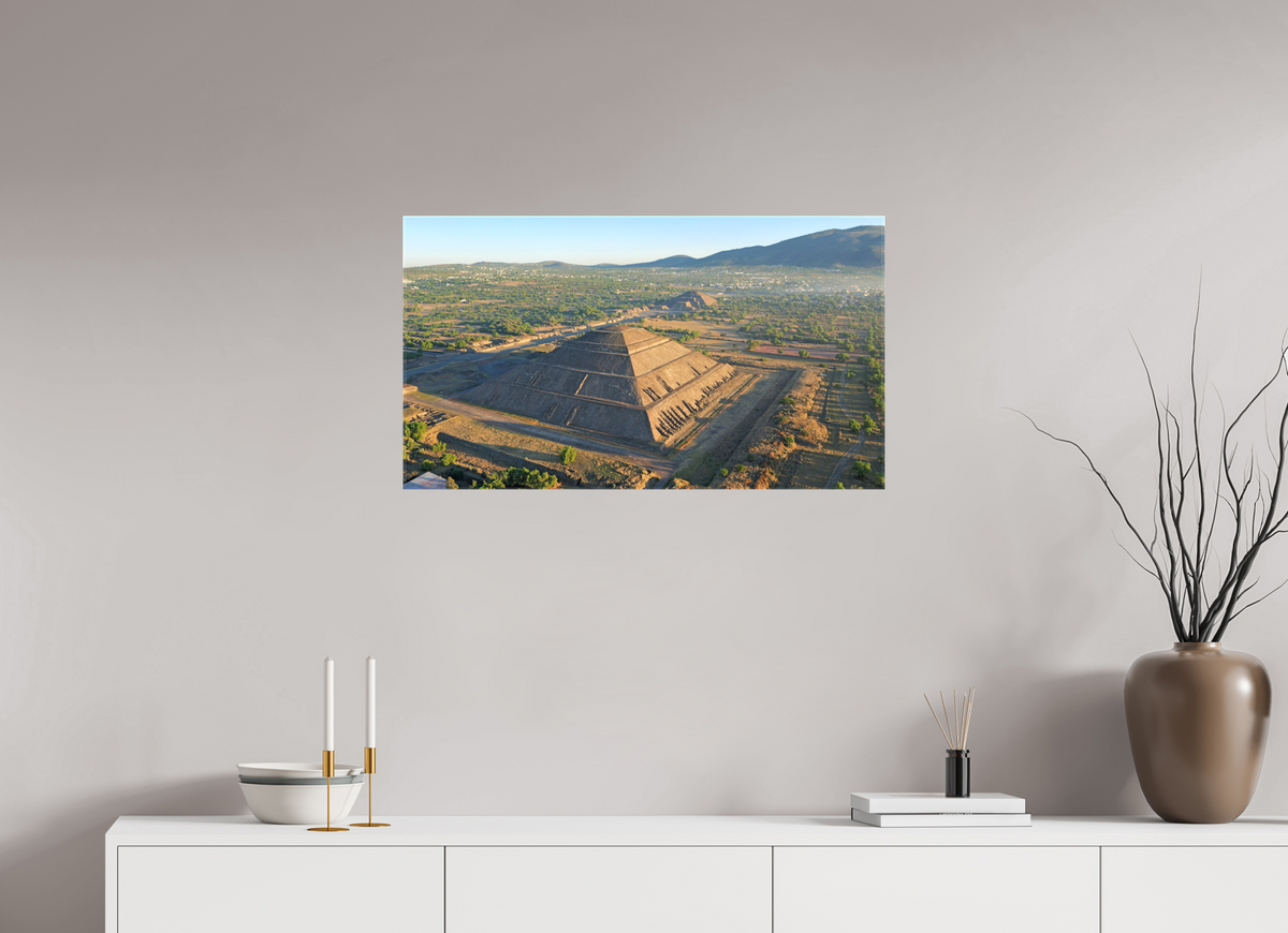 32 x 18″, Glossy Canvas on Stretcher Frame Dawn Over the Pyramid of the Sun