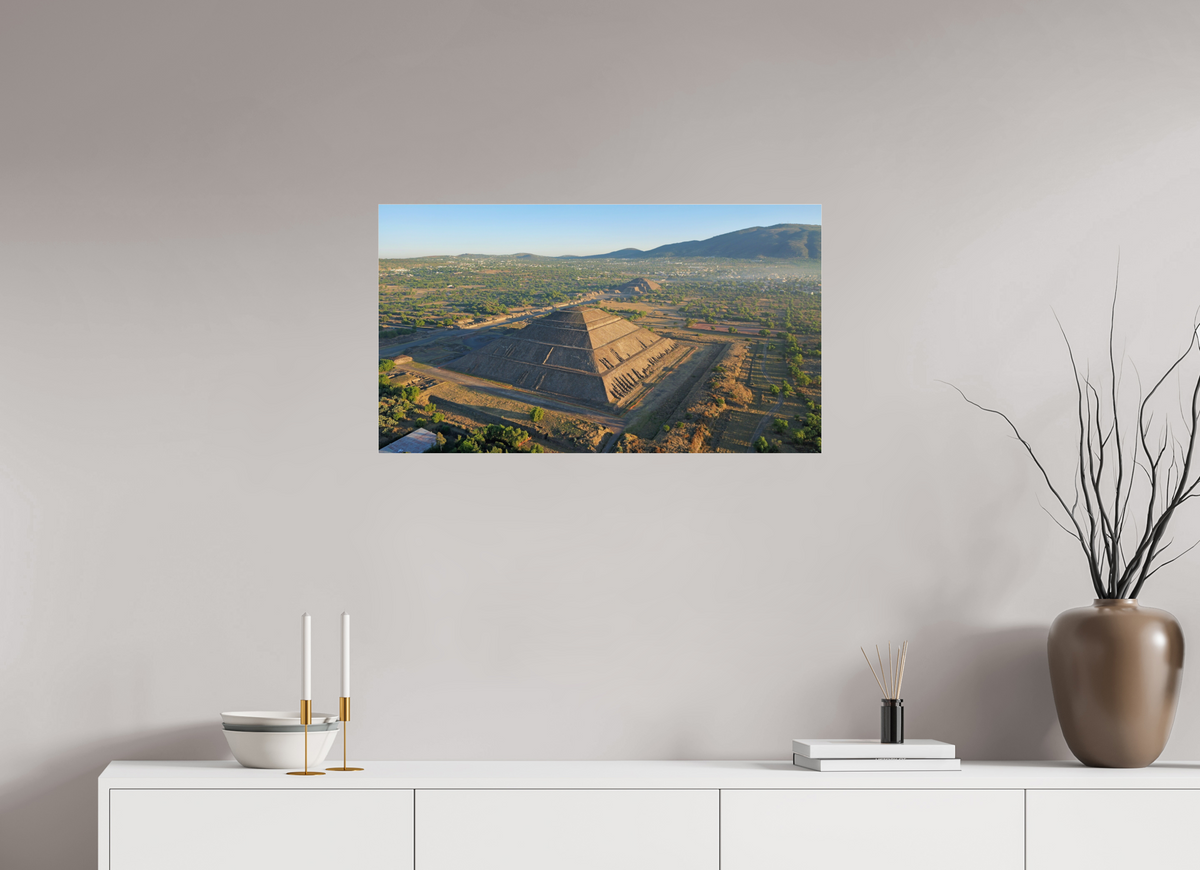 32 x 18″, Photo Print Under Acrylic Glass Dawn Over the Pyramid of the Sun